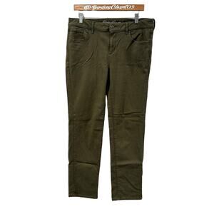 Eddie Bauer Modal Tencel Curvy Slim Straight Stretch Dark Green Jeans 14
